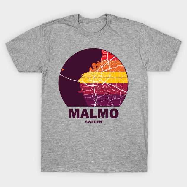 Malmo Retro Maps T-Shirt by yvi